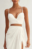 Load image into Gallery viewer, Ivory Ruched Spaghetti Straps 2 Piece Maxi Engagement Dress with Slit