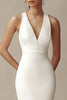Load image into Gallery viewer, Mermaid Ivory V-Neck Maxi Rehearsal Dinner Dress