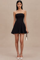 Load image into Gallery viewer, Simple Black Strapless A Line Mini Cocktail Dress