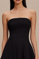 Load image into Gallery viewer, Simple Black Strapless A Line Mini Cocktail Dress