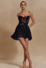 Load image into Gallery viewer, Black Spaghetti Straps A Line Short Cocktail Dress with Appliques