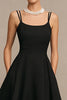 Load image into Gallery viewer, Simple Black Spaghetti Straps A Line Satin Midi Cocktail Dress