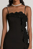 Load image into Gallery viewer, Floral Black Spaghetti Straps Bodycon Mini Cocktail Dress