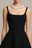 Load image into Gallery viewer, Simple Black Satin A Line Spaghetti Straps Mini Cocktail Dress