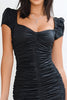 Load image into Gallery viewer, Black Bodycon Square Neck Ruched Cocktail Dress with Sleeves