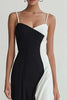 Load image into Gallery viewer, Black and White Patchwork Long Spaghetti Straps Formal Dress