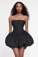 Load image into Gallery viewer, Simple Satin Strapless Corset A Line Little Black Dress