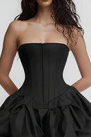 Load image into Gallery viewer, Simple Satin Corset Strapless A Line Little Black Dress