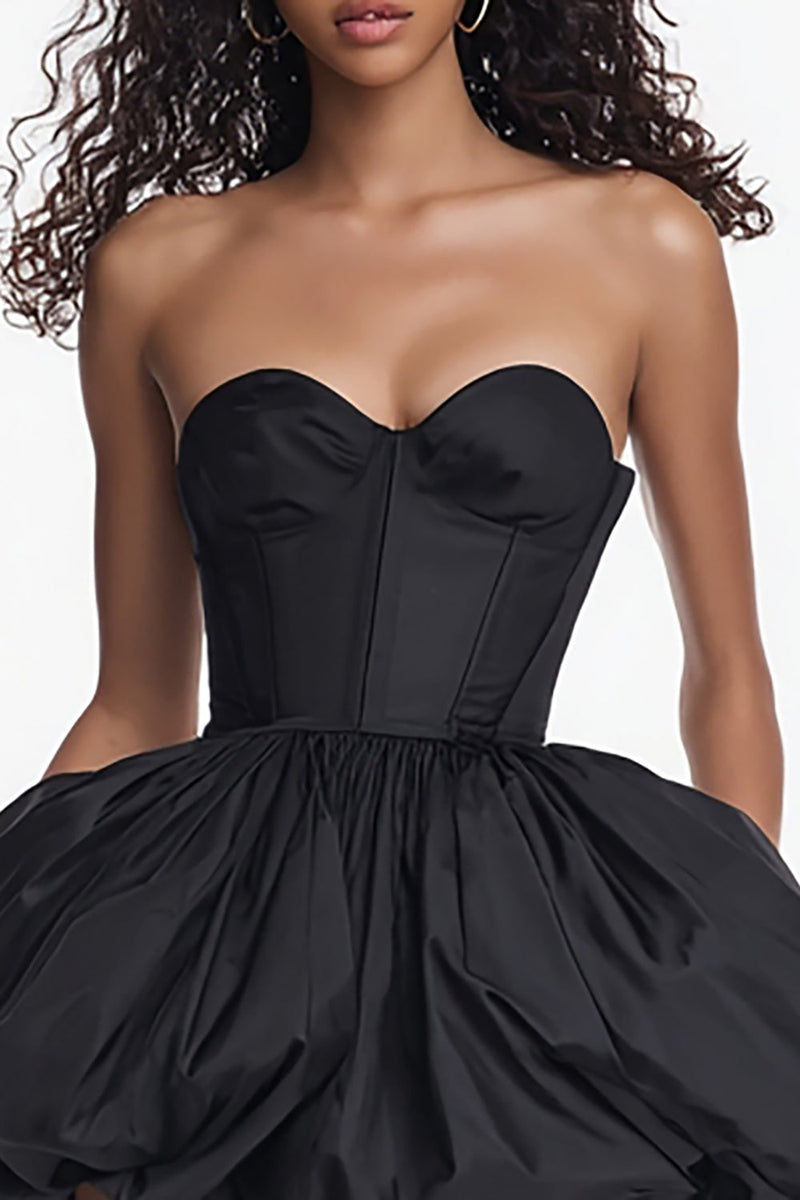 Load image into Gallery viewer, Simple Corset Sweetheart Satin A Line Little Black Dress