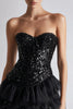 Load image into Gallery viewer, Sparkly A Line Sweetheart Sequins Little Black Dress