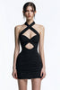 Load image into Gallery viewer, Tight Halter Bodycon Keyhole Ruched Little Black Dress