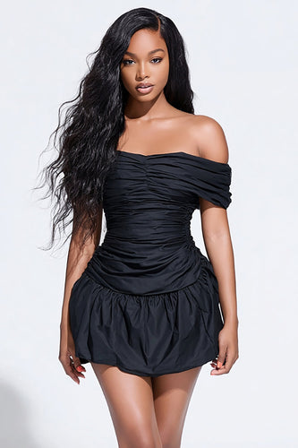Tight Ruched Little Black Dress