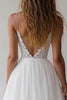 Load image into Gallery viewer, White A Line Spaghetti Straps Maxi Rehearsal Dinner Dress with Lace