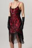 Load image into Gallery viewer, Sparkly Black Sequin Spaghetti Straps Bodycon Short 1920s Dress with Fringes
