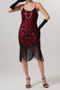 Load image into Gallery viewer, Sparkly Black Sequin Spaghetti Straps Bodycon Short 1920s Dress with Fringes