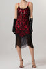 Load image into Gallery viewer, Sparkly Black Sequin Spaghetti Straps Bodycon Short 1920s Dress with Fringes