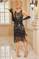 Load image into Gallery viewer, Sparkly Apricot Fringed Bodycon Short 1920s Dress with Sequins
