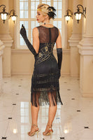 Load image into Gallery viewer, Sparkly Apricot Fringed Bodycon Short 1920s Dress with Sequins