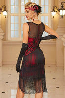 Load image into Gallery viewer, Sparkly Apricot Fringed Bodycon Short 1920s Dress with Sequins