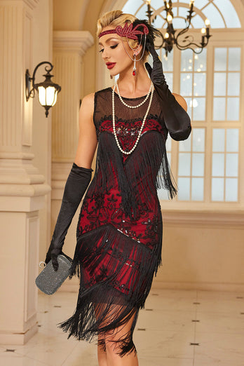 Sparkly Apricot Fringed Bodycon Short 1920s Dress with Sequins