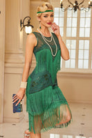 Load image into Gallery viewer, Sparkly Apricot Fringed Bodycon Short 1920s Dress with Sequins