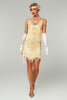 Load image into Gallery viewer, Sparkly Apricot Bodycon Scoop Neck Short 1920s Dress with Fringes