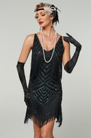 Load image into Gallery viewer, Sparkly Apricot Bodycon Scoop Neck Short 1920s Dress with Fringes