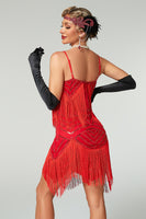 Load image into Gallery viewer, Sparkly Apricot Bodycon Scoop Neck Short 1920s Dress with Fringes
