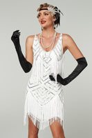 Load image into Gallery viewer, Sparkly Apricot Bodycon Scoop Neck Short 1920s Dress with Fringes