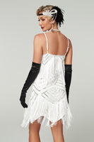 Load image into Gallery viewer, Sparkly Apricot Bodycon Scoop Neck Short 1920s Dress with Fringes