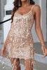 Load image into Gallery viewer, Sparkly Champagne Sequin Tight Short Prom Dress with Fringes