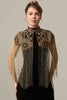 Load image into Gallery viewer, Sparkly Black Golden Beaded 1920s Cape with Fringes