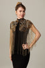 Load image into Gallery viewer, Sparkly Black Golden Beaded 1920s Cape with Fringes