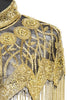 Load image into Gallery viewer, Sparkly Black Golden Fringed Beaded 1920s Cape