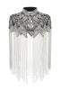 Load image into Gallery viewer, Sparkly Black Golden Fringed Beaded 1920s Cape
