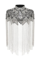 Load image into Gallery viewer, Sparkly Black Golden Fringed Beaded 1920s Cape
