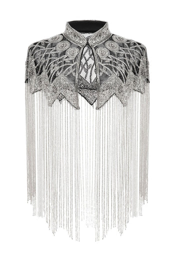 Sparkly Black Golden Fringed Beaded 1920s Cape