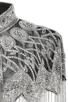 Load image into Gallery viewer, Sparkly Black Golden Fringed Beaded 1920s Cape