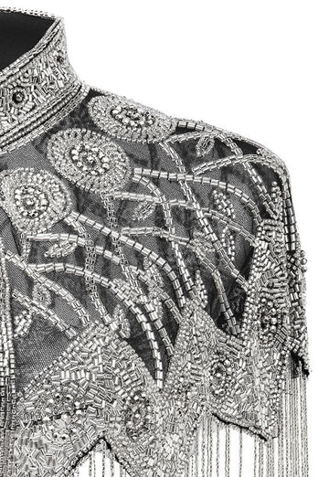 Sparkly Black Golden Fringed Beaded 1920s Cape