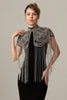Load image into Gallery viewer, Sparkly Black Golden Fringed 1920s Cape with Beading