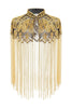 Load image into Gallery viewer, Sparkly Black Golden Beaded Fringed 1920s Cape