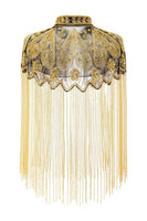 Load image into Gallery viewer, Sparkly Black Golden Beaded Fringed 1920s Cape