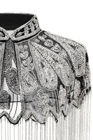 Load image into Gallery viewer, Sparkly Black Golden Beaded Fringed 1920s Cape