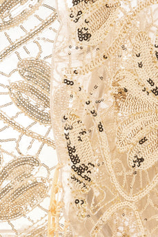 Sparkly Apricot Beaded Fringed 1920s Cape with Sequins