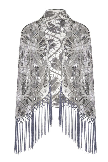 Sparkly Apricot Beaded Fringed 1920s Cape with Sequins