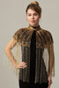 Load image into Gallery viewer, Sparkly Beaded Black Golden 1920s Cape with Fringes