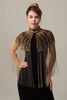 Load image into Gallery viewer, Sparkly Beaded Black Golden 1920s Cape with Fringes