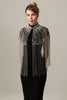 Load image into Gallery viewer, Sparkly Beaded Black Golden 1920s Cape with Fringes