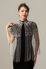 Load image into Gallery viewer, Sparkly Beaded Black Golden 1920s Cape with Fringes