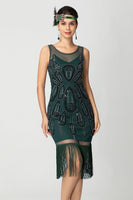 Load image into Gallery viewer, Sparkly Black Fringed Bodycon Beaded Short 1920s Dress with Sequins